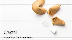  Presentation with fortune cookie - Slide deck featuring top view of fortune cookie background and a white colored foreground