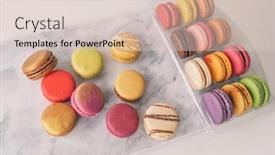  Presentation with pastries - Cool new theme with top-view-of-french-macarons backdrop and a soft green colored foreground