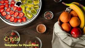  Presentation with kiwi fruit - Beautiful presentation featuring top-view-of-fresh-fruit backdrop and a tawny brown colored foreground