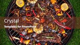  Presentation with fresh meat - Presentation design consisting of top-view-of-fresh-meat background and a tawny brown colored foreground