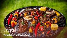  Presentation with fresh meat - Slide set with top-view-of-fresh-meat background and a tawny brown colored foreground