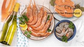  Presentation with trout - Presentation theme having top-view-of-fresh-seafood background and a coral colored foreground