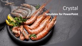  Presentation with shrimp - Slides featuring top-view-of-fresh-seafood background and a gray colored foreground