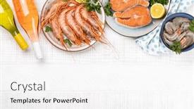  Presentation with trout - Slide deck enhanced with top-view-of-fresh-seafood background and a white colored foreground