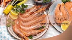  Presentation with trout - Slides having top-view-of-fresh-seafood background and a coral colored foreground