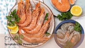  Presentation with trout - Presentation theme with top-view-of-fresh-seafood background and a coral colored foreground