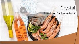  Presentation with trout - Presentation design having top-view-of-fresh-seafood background and a white colored foreground