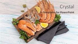  Presentation with trout - Presentation featuring top-view-of-fresh-seafood background and a coral colored foreground