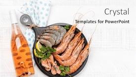 Presentation with top view of appetizing fresh - Slide set with top-view-of-fresh-seafood background and a white colored foreground