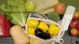  Presentation with paper line - PPT theme featuring top-view-of-fresh-vegetables background and a gold colored foreground