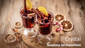 Presentation with mulled wine - Presentation design enhanced with top-view-of-glasses background and a red colored foreground