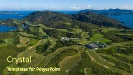  Presentation with hong kong - Beautiful slide deck featuring top-view-of-golf-court backdrop and a tawny brown colored foreground