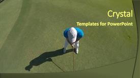  Presentation with golf player playing - Colorful slides enhanced with top view of golf player backdrop and a tawny brown colored foreground