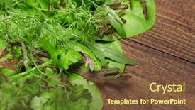  Presentation with green fresh food - Presentation with top-view-of-green-dill background and a tawny brown colored foreground