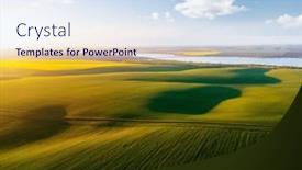  Presentation with agrarian - Slide set consisting of top-view-of-green-undulating background and a sky blue colored foreground