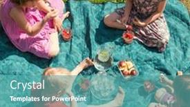  Presentation with summer holiday - Slide set consisting of top-view-of-group background and a teal colored foreground