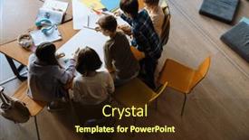  Presentation with school-children - PPT theme enhanced with top-view-of-group and a  colored foreground