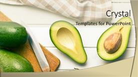  Presentation with avocado - Presentation theme consisting of top view of halved avocados background and a lemonade colored foreground