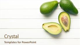  Presentation with avocado - Slides consisting of top view of halved avocados background and a cream colored foreground