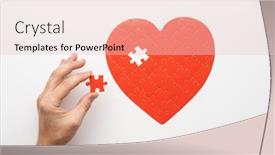  Presentation with hand holding puzzle piece - Colorful PPT theme enhanced with top-view-of-hand-holding backdrop and a lemonade colored foreground