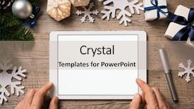  Presentation with high technology - Audience pleasing slide deck consisting of top view of hands using backdrop and a coral colored foreground