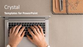  Presentation with elegant - Amazing slide deck having top-view-of-hands backdrop and a coral colored foreground