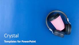  Presentation with minimalist - Beautiful PPT layouts featuring top-view-of-headphones backdrop and a teal colored foreground