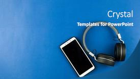 Presentation with minimalist - PPT layouts having top-view-of-headphones background and a teal colored foreground