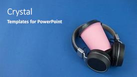  Presentation with minimalist - Presentation theme with top-view-of-headphones background and a teal colored foreground