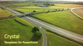  Presentation with intersection - Theme with top view of highway intersection background and a tawny brown colored foreground