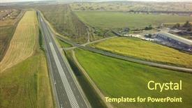  Presentation with intersection - Amazing PPT layouts having top view of highway intersection backdrop and a tawny brown colored foreground
