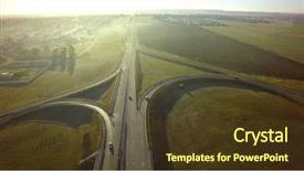 Presentation with intersection - Beautiful PPT theme featuring top view of highway intersection backdrop and a  colored foreground