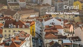  Presentation with old buildings - PPT theme consisting of top-view-of-historic-buildings background and a violet colored foreground