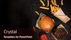  Presentation with burgers - Theme consisting of top-view-of-home-made background and a wine colored foreground