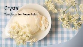  Presentation with ice cream - Presentation design featuring top view of homemade elderberry background and a lemonade colored foreground