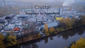  Presentation with environmental pollution - Theme having green architecture manufacturing - top view of industrial factory background and a light blue colored foreground