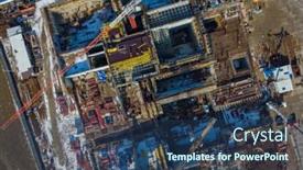  Presentation with machinery - Audience pleasing PPT layouts consisting of top-view-of-industrial-machinery backdrop and a ocean colored foreground