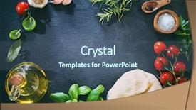  Presentation with pizza pasta - Colorful PPT theme enhanced with top view of ingredients backdrop and a ocean colored foreground