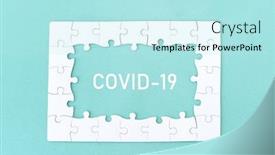  Presentation with covid - Beautiful presentation theme featuring top-view-of-jigsaw-puzzle backdrop and a cool aqua colored foreground
