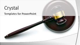  Presentation with court gavel - PPT theme enhanced with top view of judge gavel background and a white colored foreground