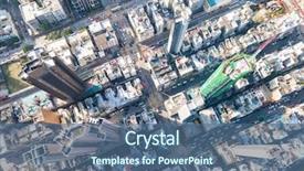  Presentation with view of hong kong - Colorful presentation enhanced with top view of kowloon city backdrop and a  colored foreground