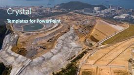  Presentation with landfill - Beautiful theme featuring top-view-of-landfill backdrop and a ocean colored foreground