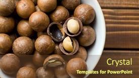  Presentation with macadamia nuts - Beautiful PPT theme featuring top view of macadamia nuts in ceramic bowl backdrop and a tawny brown colored foreground