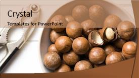  Presentation with macadamia nuts - PPT layouts having top view of macadamia nuts background and a coral colored foreground
