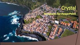  Presentation with view of frankfurt am main - Colorful PPT theme enhanced with top view of maia city backdrop and a tawny brown colored foreground