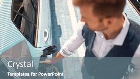  Presentation with refueling - Theme having top-view-of-man-car background and a seafoam green colored foreground