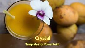  Presentation with fruits mango - PPT layouts featuring top view of mango smoothie background and a tawny brown colored foreground