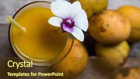  Presentation with fruits mango - Theme enhanced with top view of mango smoothie background and a tawny brown colored foreground