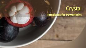  Presentation with mangosteen - Theme with top view of mangosteen fruit background and a tawny brown colored foreground