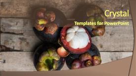  Presentation with mangosteen - Theme enhanced with top view of mangosteen fruit background and a tawny brown colored foreground
